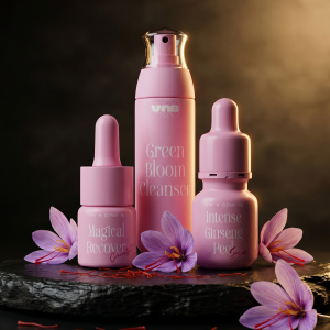 Pigmentation bundle hero shot — VNB Cosmetics treatment products with hero ingredients
