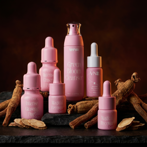 Stubborn Pigmentation bundle hero shot — VNB Cosmetics treatment products with hero ingredients