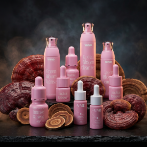 Wrinkles bundle hero shot — VNB Cosmetics treatment products with hero ingredients